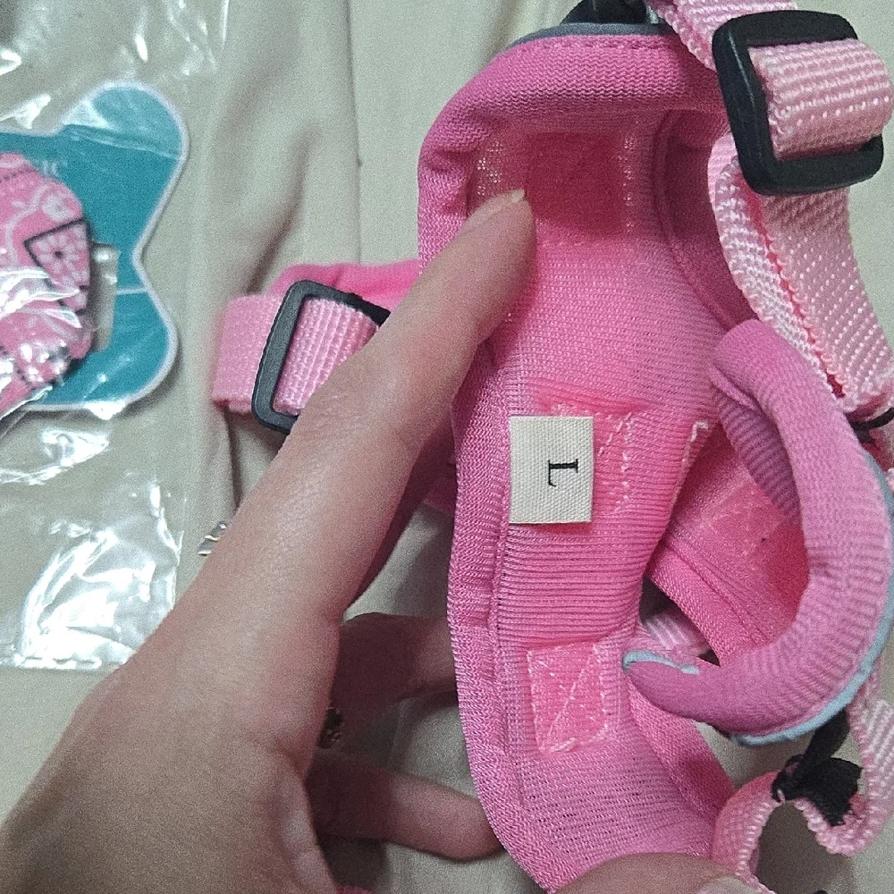 Pink Pet Harness and Bandana Set Small